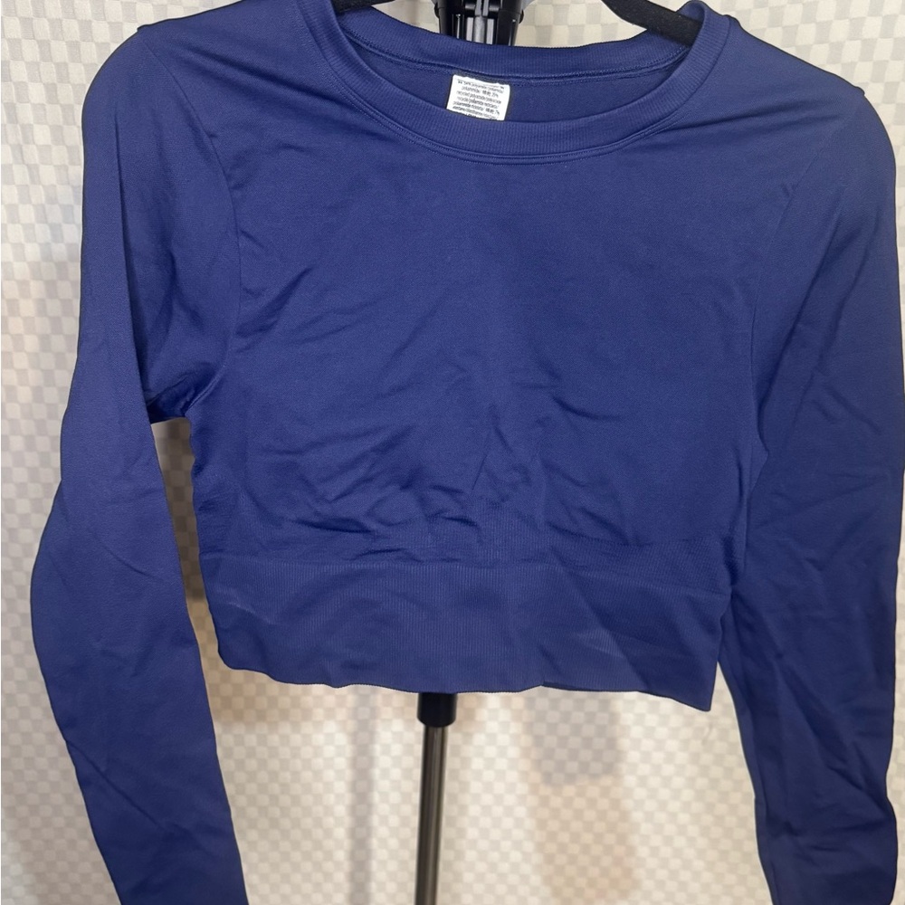 PINK Victoria's Secret Navy Long Sleeve Crop Top